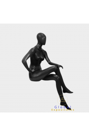 Manequim Feminino Pose Sentada Preta